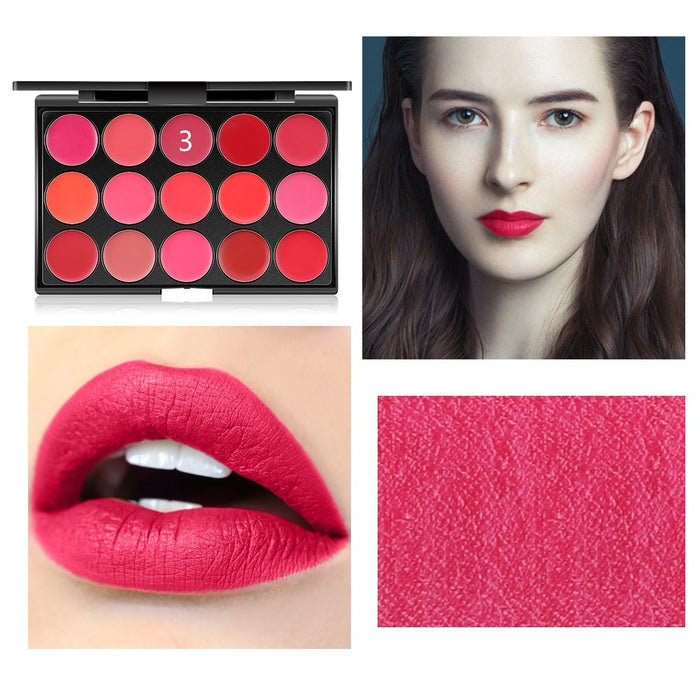 15 Colors Lipstick Lip Gloss Makeup Palette