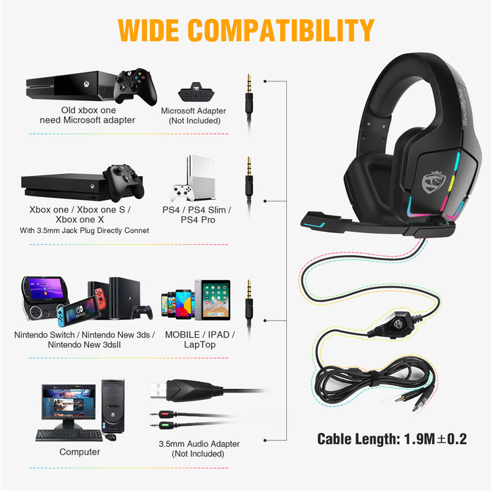 RGB Wired Computer  PS4 Headset