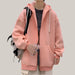 Mens Jackets Hooded Coats Casual Zipper Pink