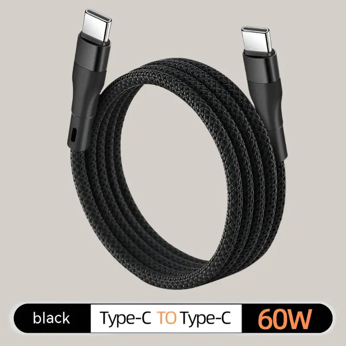 The Data Cable Is Suitable For 15 Charging Cables Black Dual Type C 60w