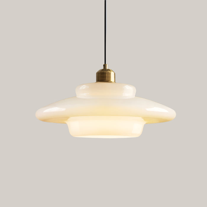 Cream Style White Glass Chandelier LED tri color dimming Style C