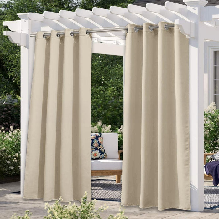 Modern Polyester Room-Darkening Curtain Panel Beige