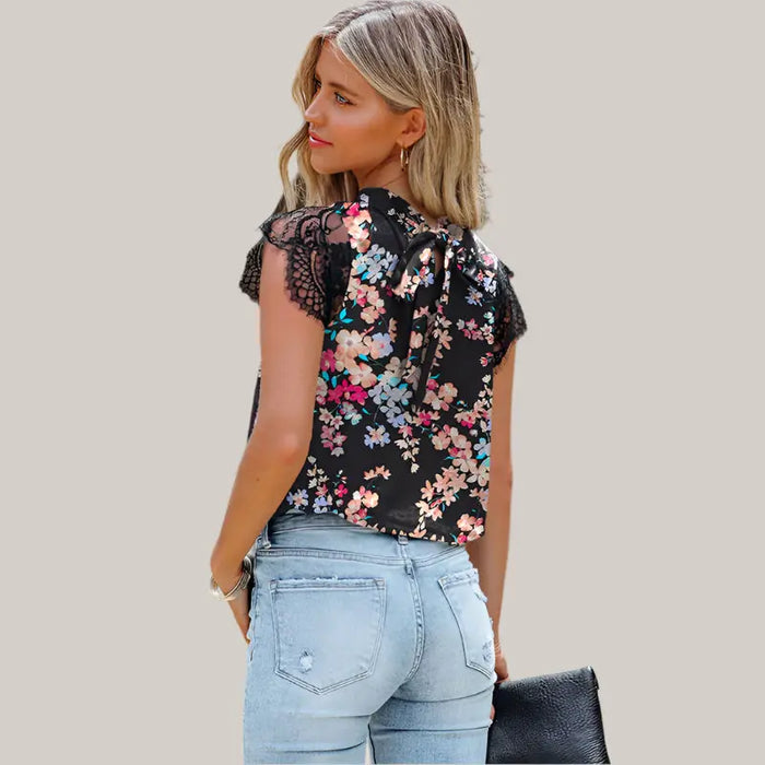 Floral Print Chiffon Blouses For Women