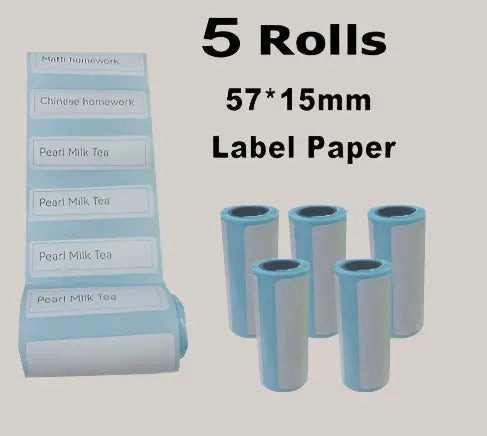 Mini Label Thermal Printer Small Bluetooth Wireless 5rolls of label paper USB