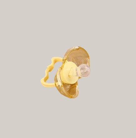 Rompbaby Silicone Pacifier with Protective Cap yellow