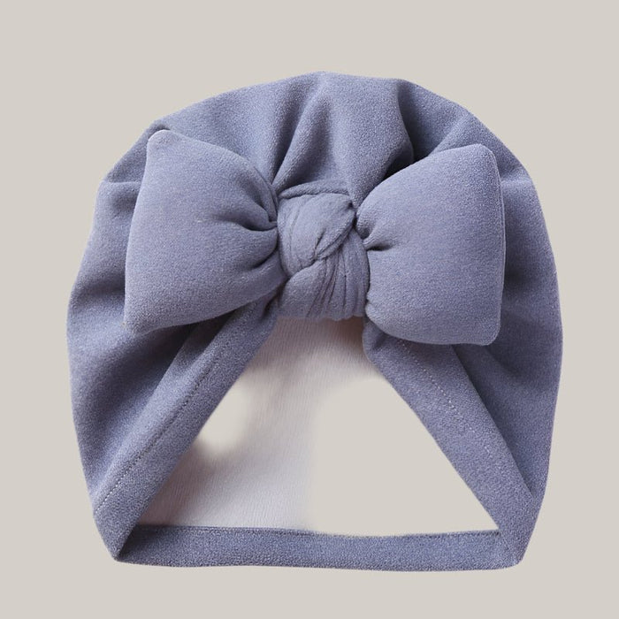 Cotton Baby Beanie with Bow Light Blue