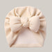 Cotton Baby Beanie with Bow Beige