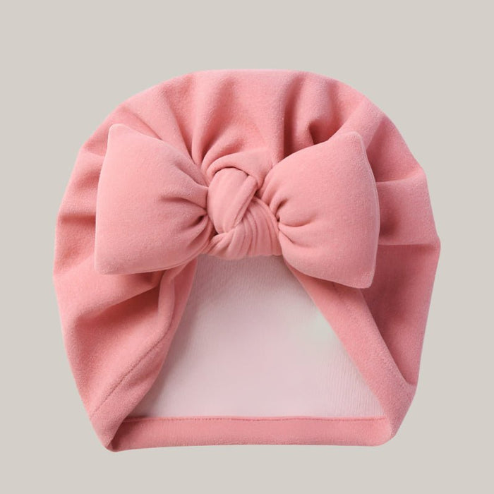 Cotton Baby Beanie with Bow Blusher