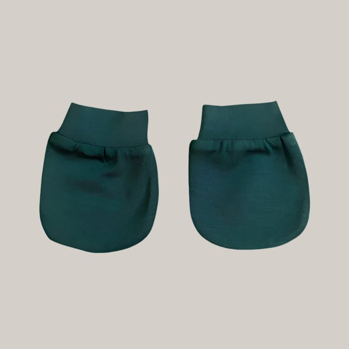 Bamboo Fiber Baby Clothes Baby Gloves Dark green One size