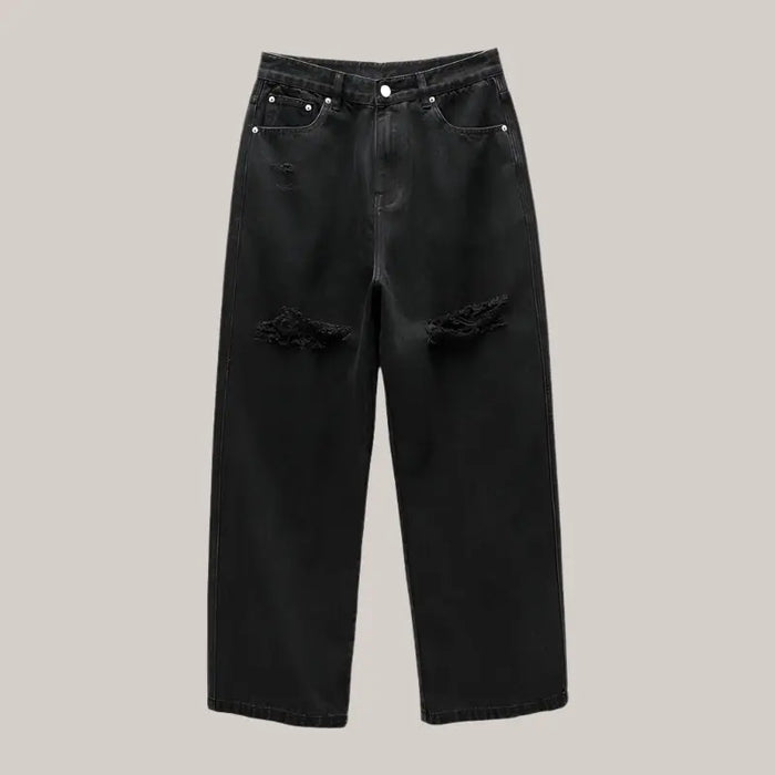 Black Loose Straight Jeans For Men Black