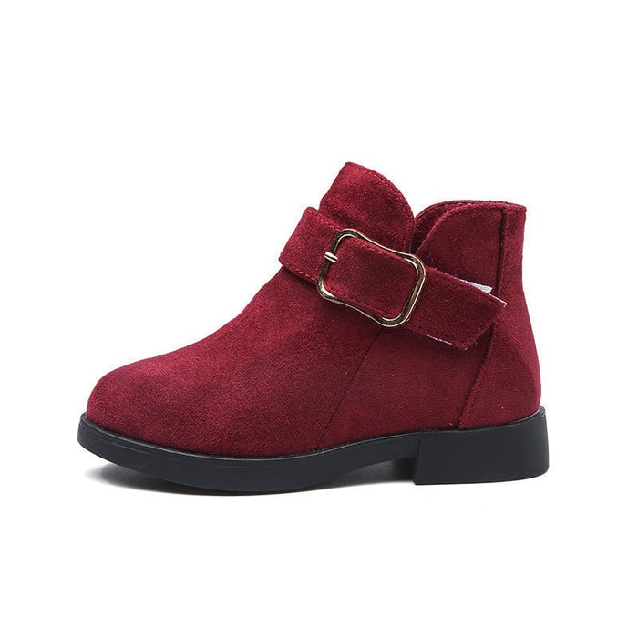 Big kids suede leather boots Wine Red