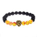 Black Lava Stone Petal Bead Bracelet