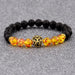 Black Lava Volcanic Stone Petal Beads Bracelet