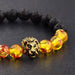 Black Lava Volcanic Stone Petal Beads Bracelet
