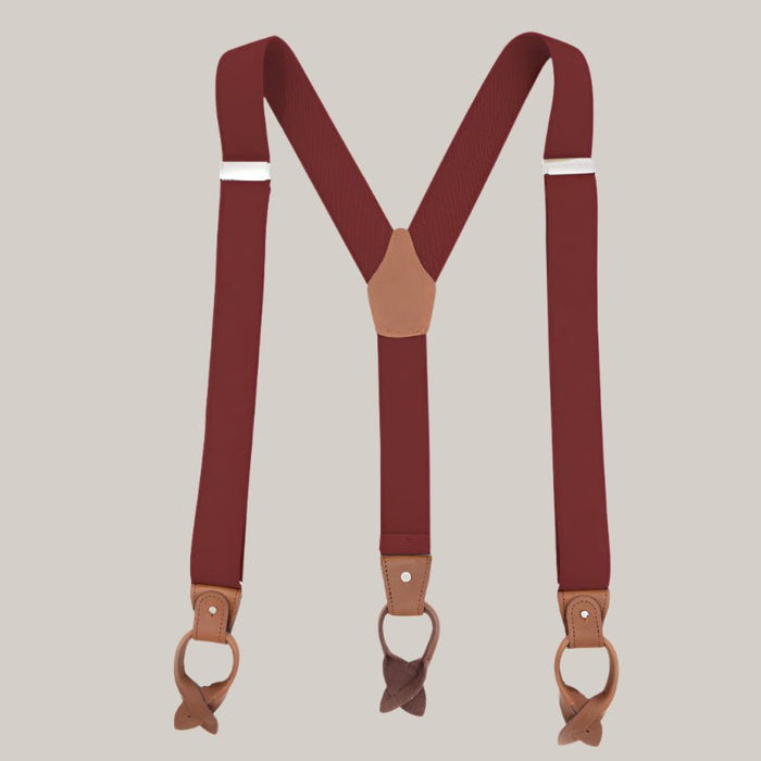 Brown Casual Suspenders Wine red