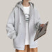 Mens Jackets Hooded Coats Casual Zipper Light Grey