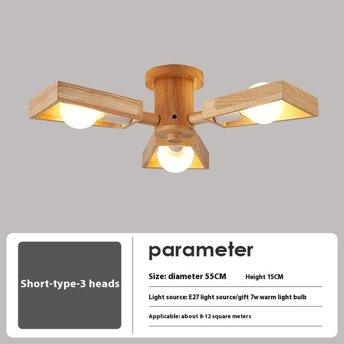 Nordic Solid Wood and Acrylic LED Chandelier 3 Heads