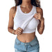 Women's Crew-Neck Tank Top with Built-In Bra White