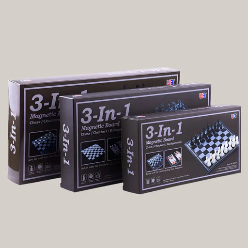 Three In One Magnetic Chess Checkers Backgammon