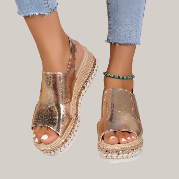 Shiny  Fish Mouth Design Sandal