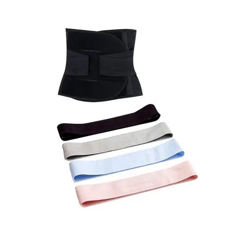 Waist Trainer and Exercise Band Set – 6 Options Black set