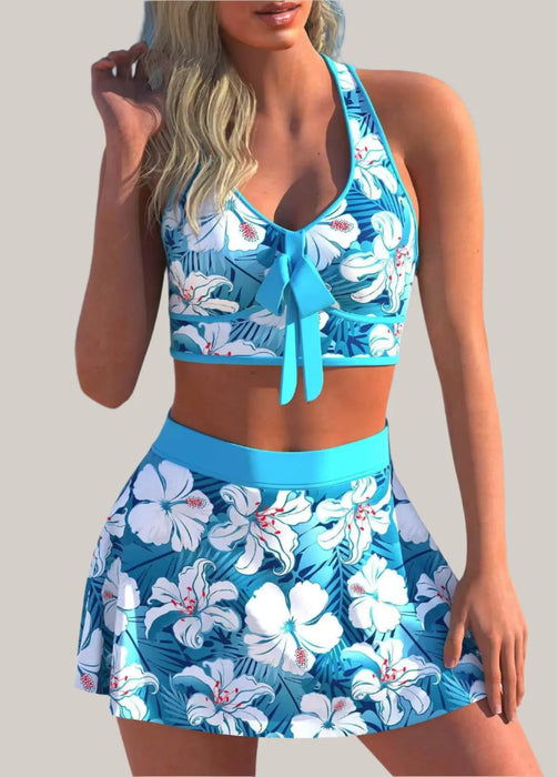 Split Swimwear Skirt Conservative Large Print Picture 3style