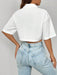 Shoulder Pocket Patched Crop Shirt
