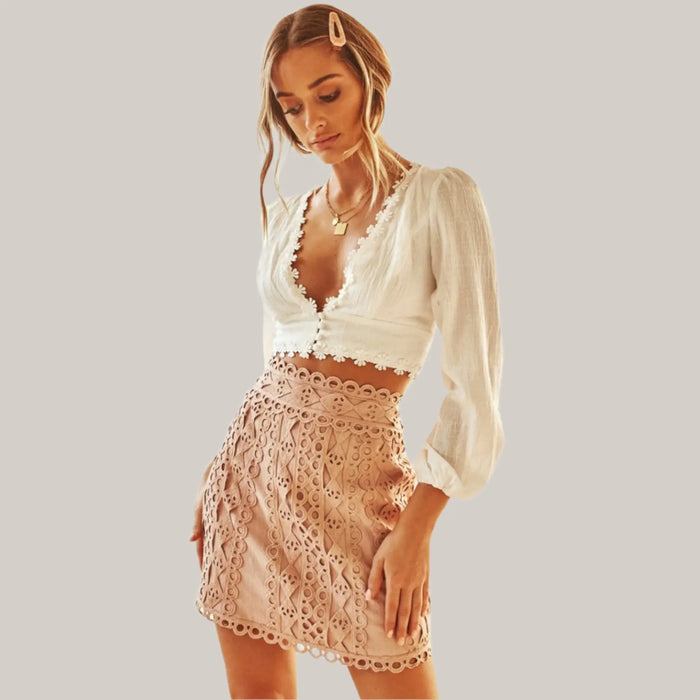 Sexy V Neck Cropped Women Tops