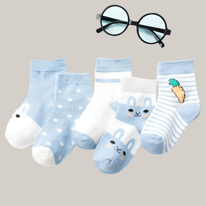 Fun-Pattern Baby Socks Blue rabbit
