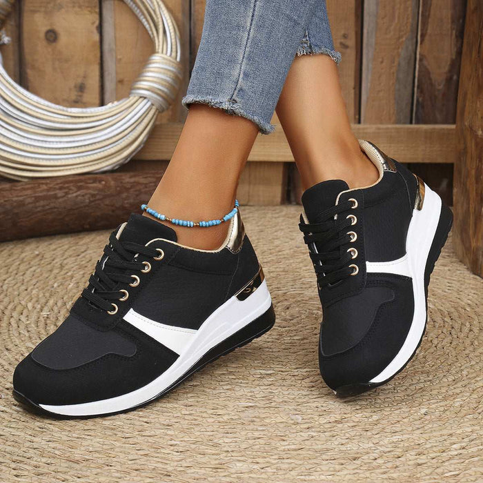 Women's Plus-Size Lace-Up Sneakers Black