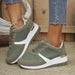 Casual Plus Size Lace Up Sneaker Women Army Green
