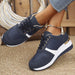 Casual Plus Size Lace Up Sneaker Women Blue