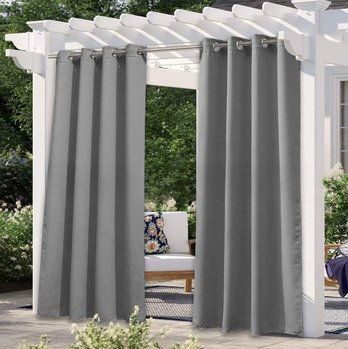 Solid Color Outdoor Waterproof And Sun Protection Curtain Gray