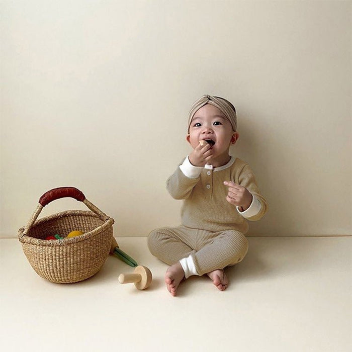 Children's Clothing Spring Korean New Baby Home Service Suit Khaki