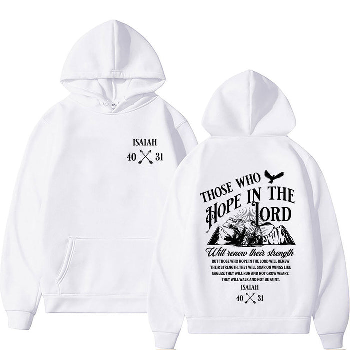 Christian Letter-Print Hoodie for Men and Women White