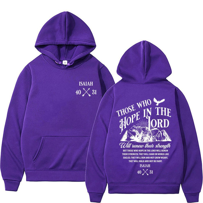 Christian Letter-Print Hoodie for Men and Women Purple