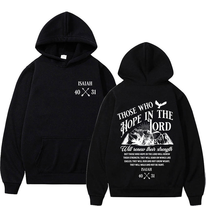 Christian Letter-Print Hoodie for Men and Women Black