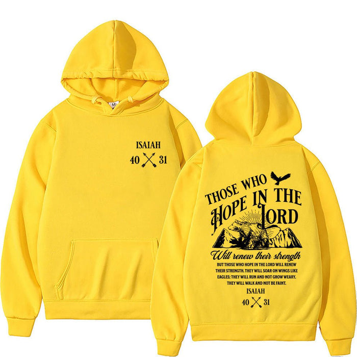 Christian Letter-Print Hoodie for Men and Women Yellow