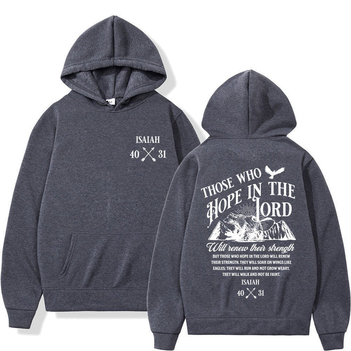 Christian Letter-Print Hoodie for Men and Women Darkgrey