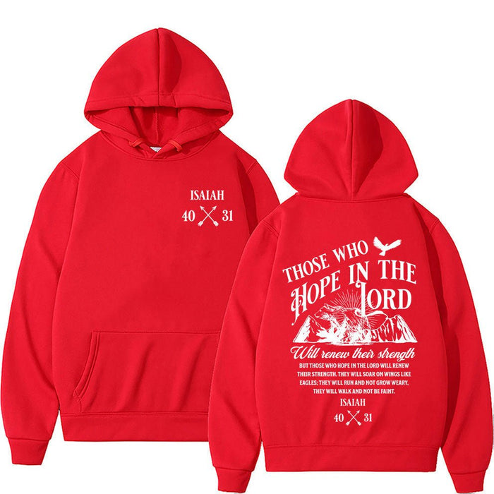 Christian Letter-Print Hoodie for Men and Women Red