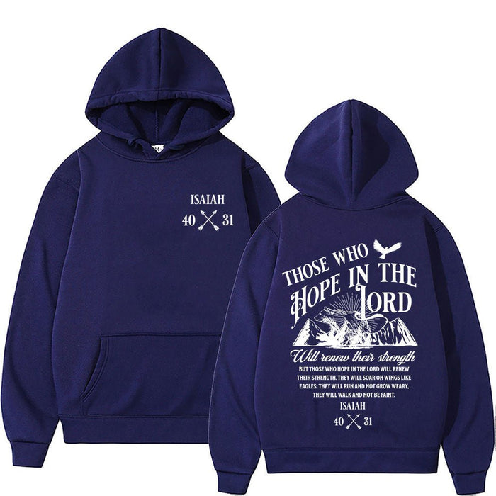 Christian Letter-Print Hoodie for Men and Women Navyblue