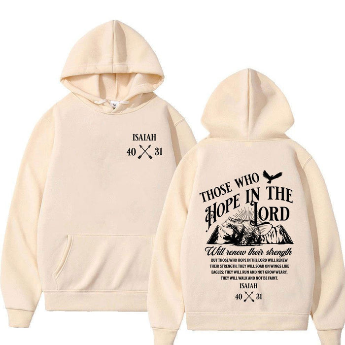 Christian Letter-Print Hoodie for Men and Women Khaki