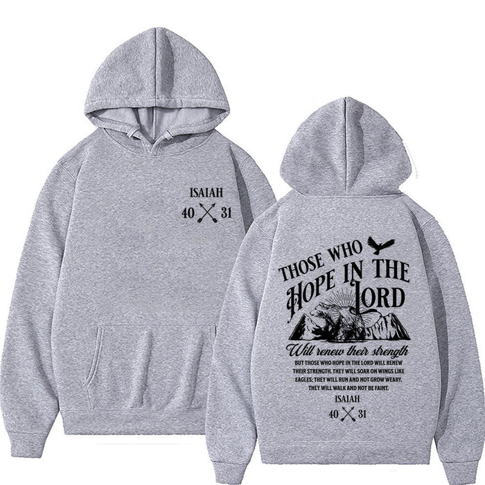 Christian Letter-Print Hoodie for Men and Women Grey