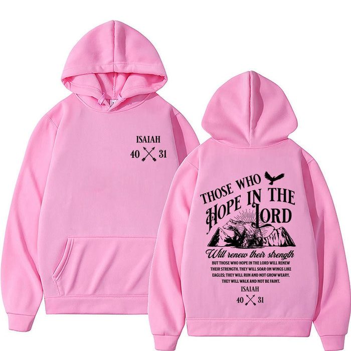 Christian Letter-Print Hoodie for Men and Women Pink