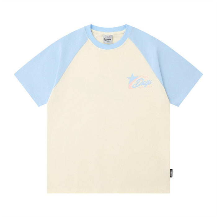 Color Contrast Patchwork Raglan Men Clothing
