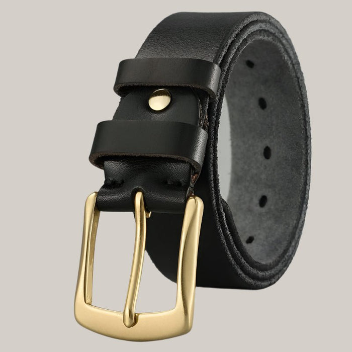 Cowhide Handmade Trend Men's Belts Black