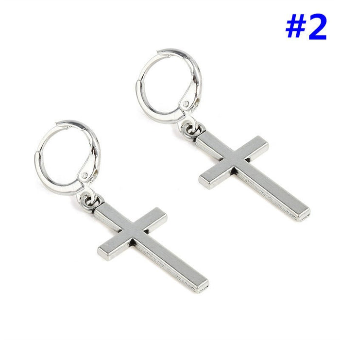 Cross-Design Hoop Earrings B