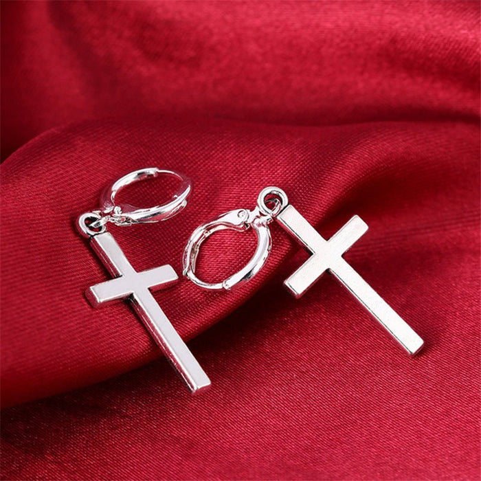 Cross-Design Hoop Earrings