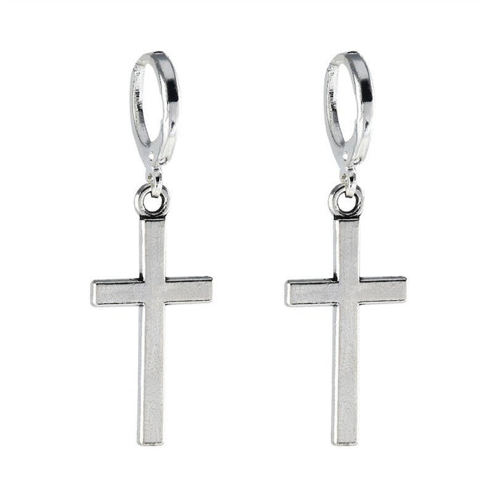 Cross-Design Hoop Earrings
