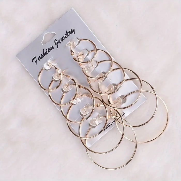 Electroplated Iron Hoop Earring Set – 6 or 12 Pairs